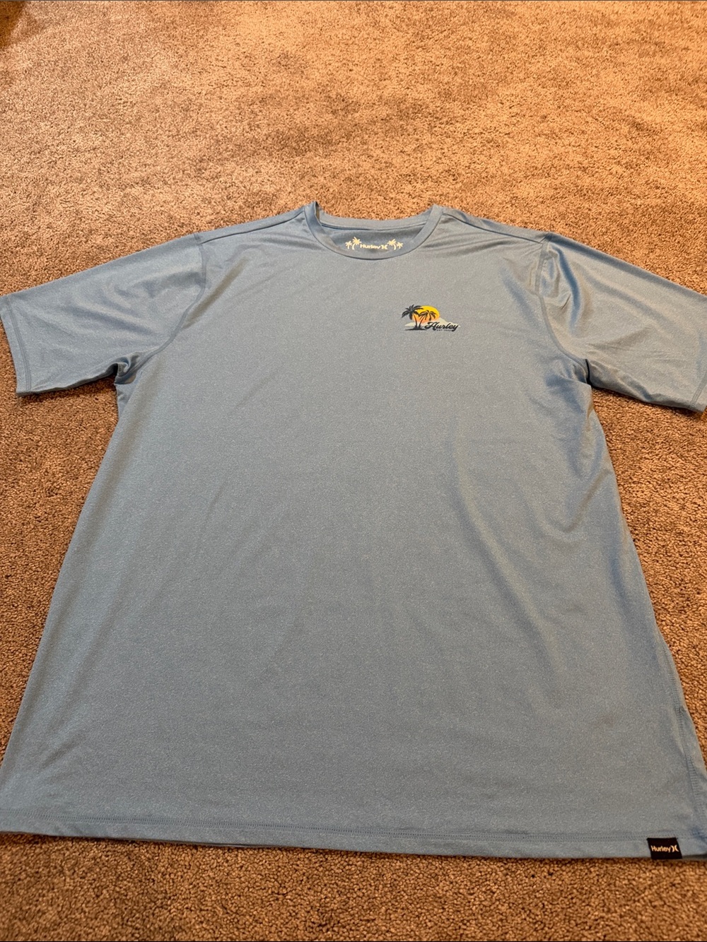 Hurley Short-Sleeve Rash Gaurd with Blue Palm Graphic